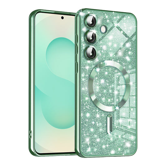 MagSafe-deksel for Samsung Galaxy S25+ S936, Techsuit, Luxury Glitter, Lys grønn