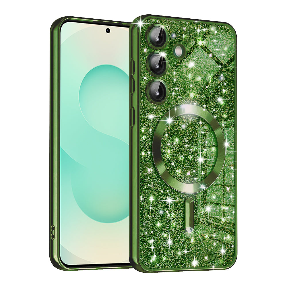 MagSafe-deksel for Samsung Galaxy S25+ S936, Techsuit, Luxury Glitter, Mørkegrønn