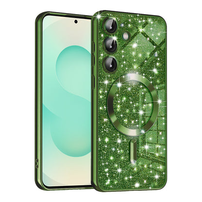 MagSafe-deksel for Samsung Galaxy S25+ S936, Techsuit, Luxury Glitter, Mørkegrønn
