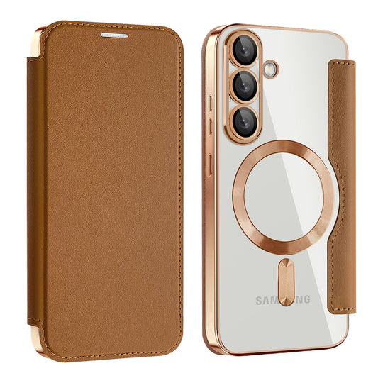 MagSafe-deksel for Samsung Galaxy S25+ S936, Techsuit, SmartMag Book, Brun