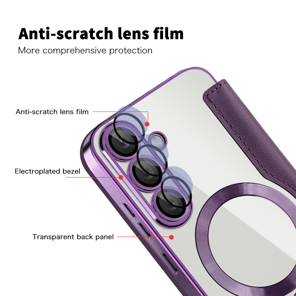 MagSafe-deksel for Samsung Galaxy S25+ S936, Techsuit, SmartMag Book, Lilla