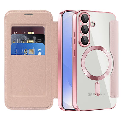 MagSafe-deksel for Samsung Galaxy S25+ S936, Techsuit, SmartMag Book, Rosa