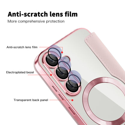 MagSafe-deksel for Samsung Galaxy S25+ S936, Techsuit, SmartMag Book, Rosa