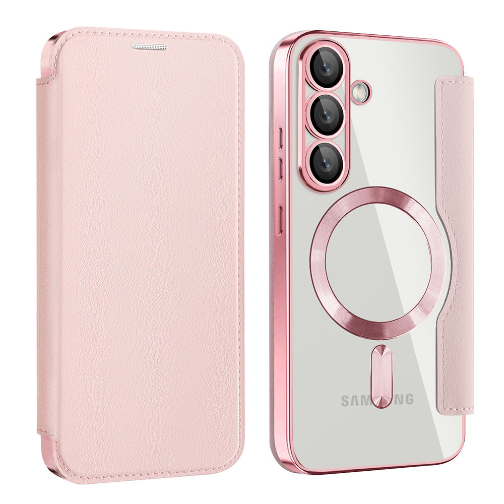 MagSafe-deksel for Samsung Galaxy S25+ S936, Techsuit, SmartMag Book, Rosa