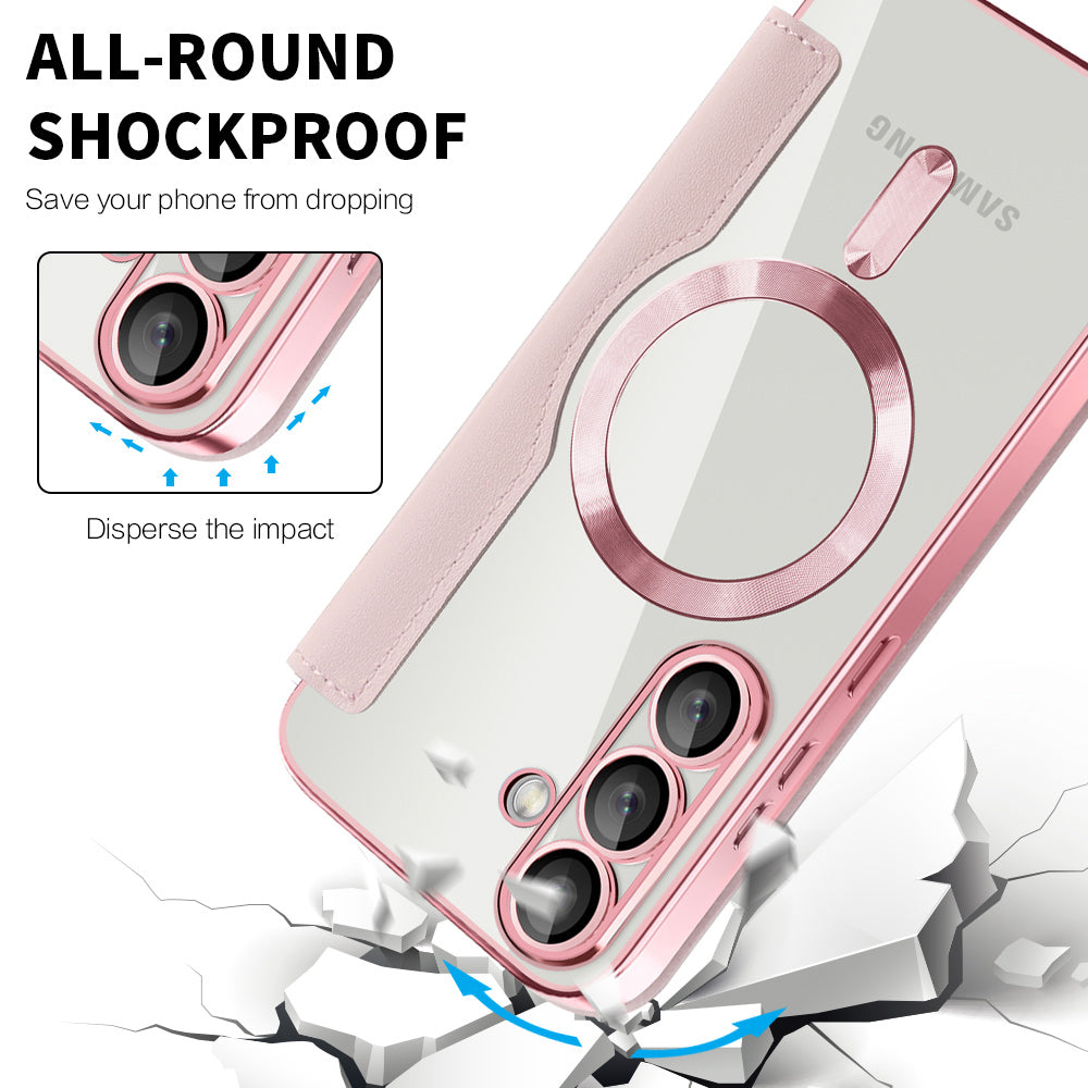 MagSafe-deksel for Samsung Galaxy S25+ S936, Techsuit, SmartMag Book, Rosa