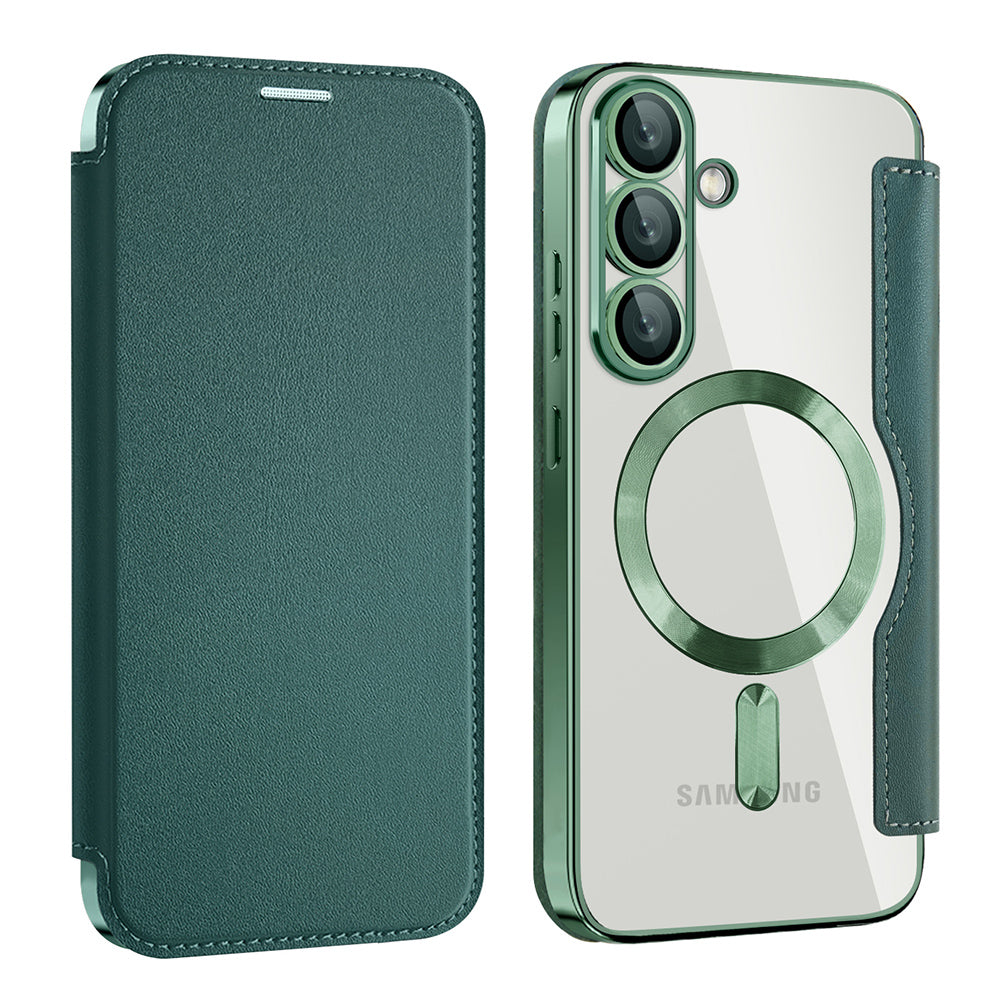 MagSafe-deksel for Samsung Galaxy S25+ S936, Techsuit, SmartMag Book, Grønn