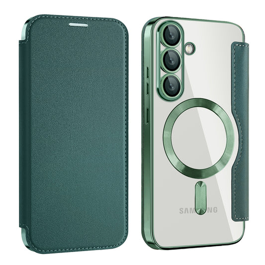 MagSafe-deksel for Samsung Galaxy S25+ S936, Techsuit, SmartMag Book, Grønn