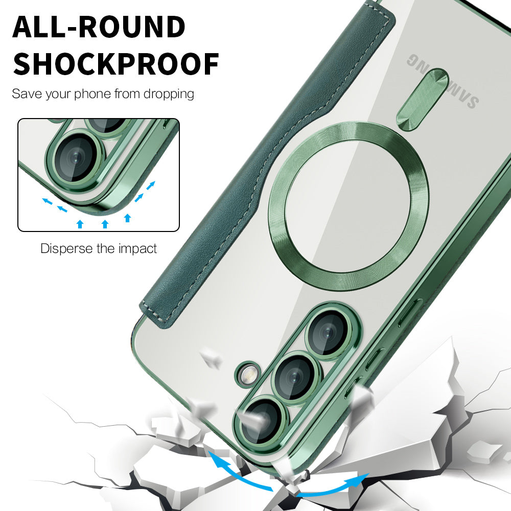 MagSafe-deksel for Samsung Galaxy S25+ S936, Techsuit, SmartMag Book, Grønn