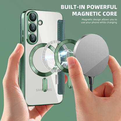 MagSafe-deksel for Samsung Galaxy S25+ S936, Techsuit, SmartMag Book, Grønn