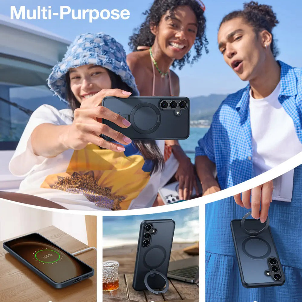 MagSafe-deksel for Samsung Galaxy S25+ S936, Torras, Ostand, Svart