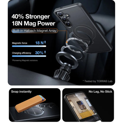 MagSafe-deksel for Samsung Galaxy S25+ S936, Torras, Ostand Spin, Svart