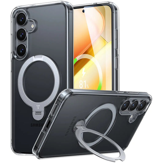 MagSafe-deksel for Samsung Galaxy S25+ S936, Torras, Ostand Spin, Gjennomsiktig
