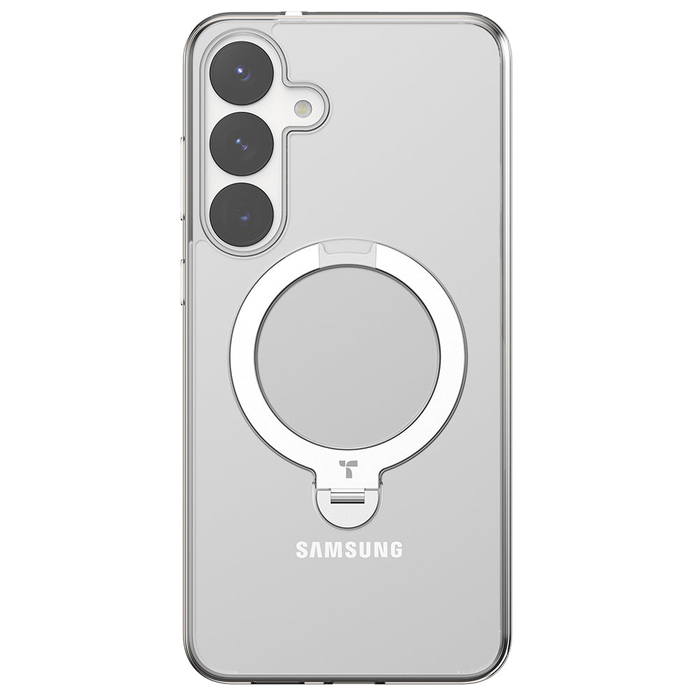 MagSafe-deksel for Samsung Galaxy S25+ S936, Torras, Ostand Spin, Gjennomsiktig