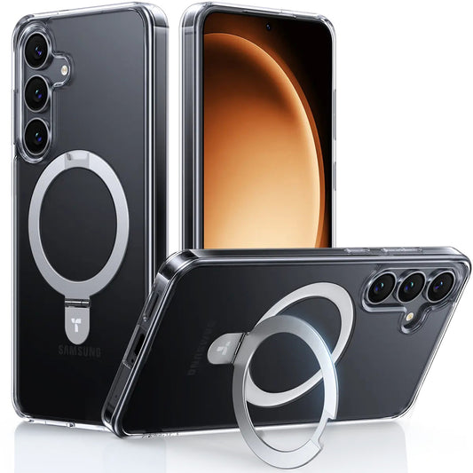 MagSafe-deksel for Samsung Galaxy S25+ S936, Torras, Ostand, Gjennomsiktig