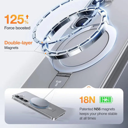 MagSafe-deksel for Samsung Galaxy S25+ S936, Torras, Ostand, Gjennomsiktig