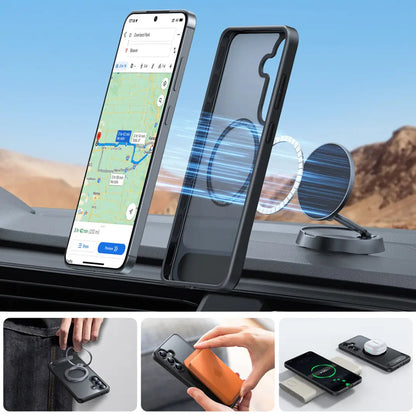 MagSafe-deksel for Samsung Galaxy S25+ S936, Torras, Pstand, svart