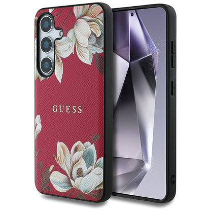 MagSafe-deksel for Samsung Galaxy S25 S931, Guess, Grained Flowers, Fuchsia