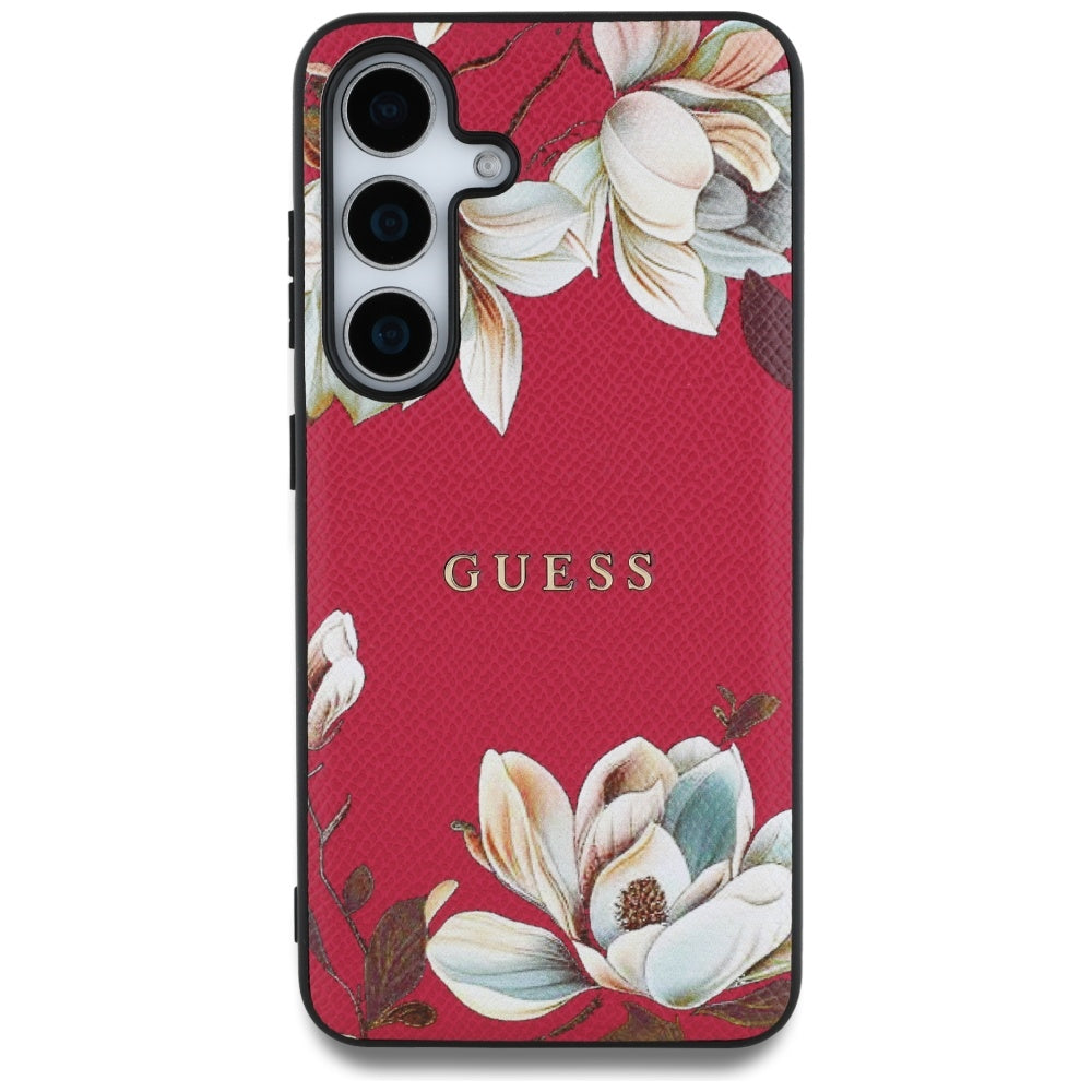 MagSafe-deksel for Samsung Galaxy S25 S931, Guess, Grained Flowers, Fuchsia