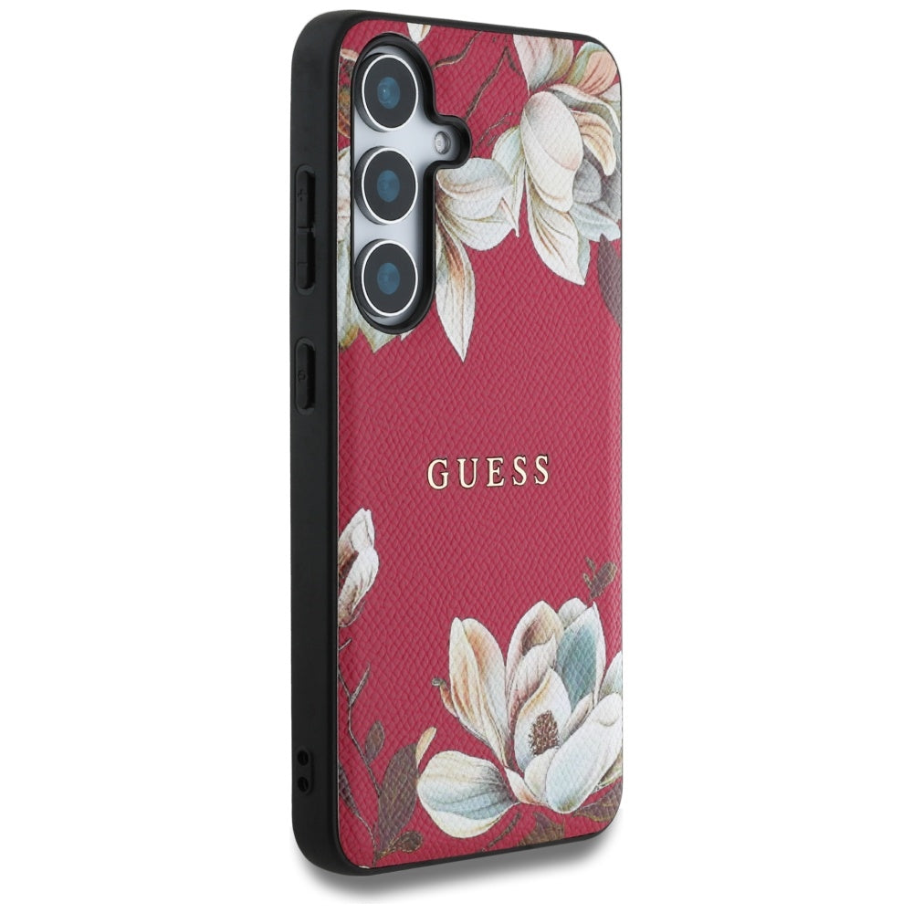 MagSafe-deksel for Samsung Galaxy S25 S931, Guess, Grained Flowers, Fuchsia