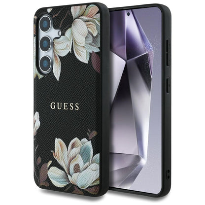MagSafe-deksel for Samsung Galaxy S25 S931, Guess, Grained Flowers, Svart