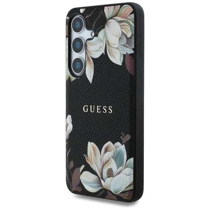 MagSafe-deksel for Samsung Galaxy S25 S931, Guess, Grained Flowers, Svart