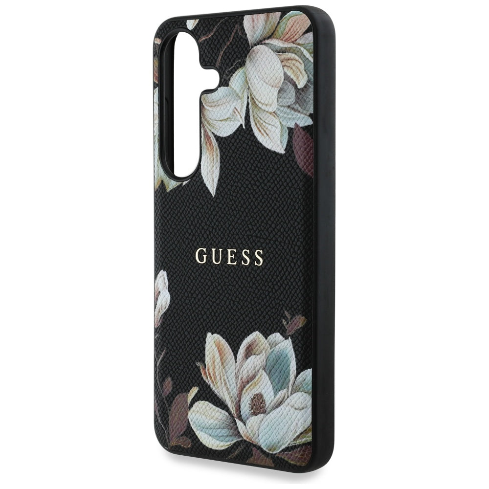 MagSafe-deksel for Samsung Galaxy S25 S931, Guess, Grained Flowers, Svart
