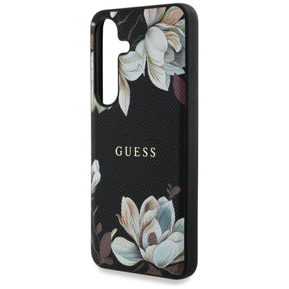 MagSafe-deksel for Samsung Galaxy S25 S931, Guess, Grained Flowers, Svart
