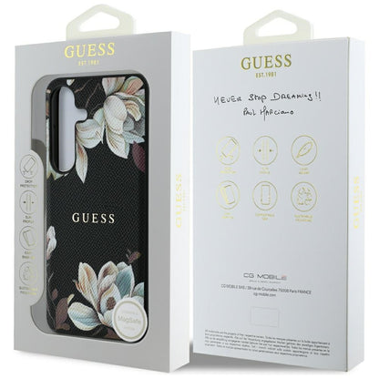 MagSafe-deksel for Samsung Galaxy S25 S931, Guess, Grained Flowers, Svart