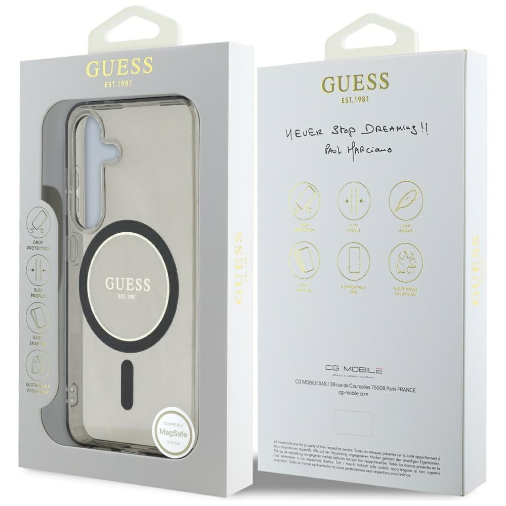 MagSafe-deksel for Samsung Galaxy S25 S931, Guess, IML Glitter Circle, Svart