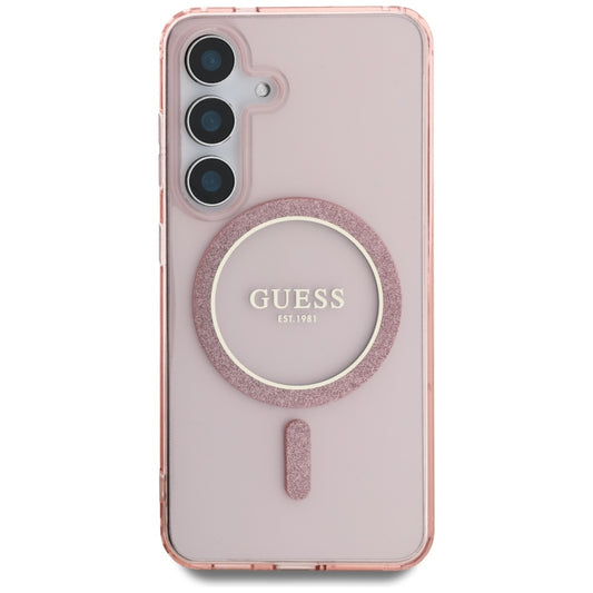 MagSafe-deksel for Samsung Galaxy S25 S931, Guess, IML Glitter Circle, Rosa