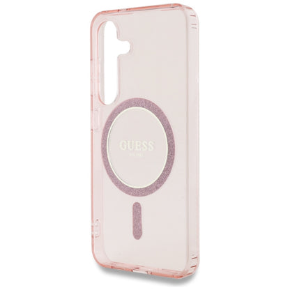 MagSafe-deksel for Samsung Galaxy S25 S931, Guess, IML Glitter Circle, Rosa