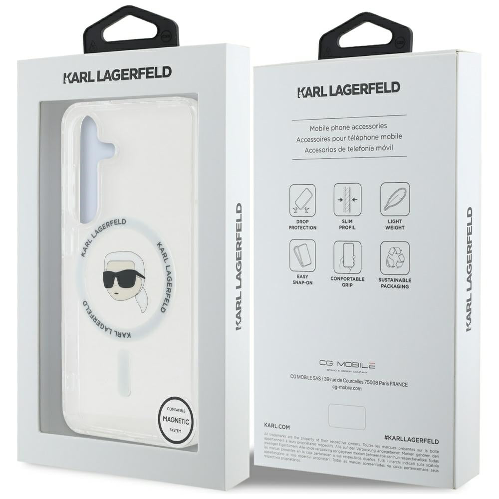MagSafe-deksel for Samsung Galaxy S25 S931, Karl Lagerfeld, IML Karl's Head, Hvit