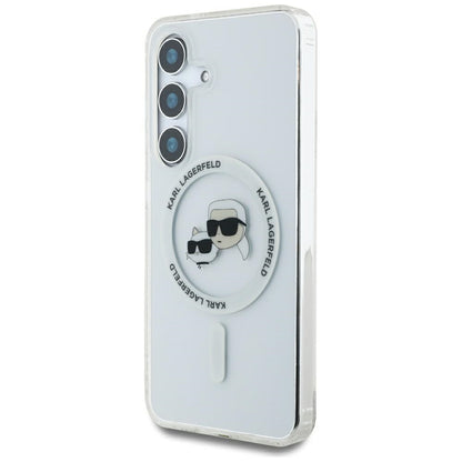 MagSafe-deksel for Samsung Galaxy S25 S931, Karl Lagerfeld, IML Metal Karl & Choupette's Heads, Hvit