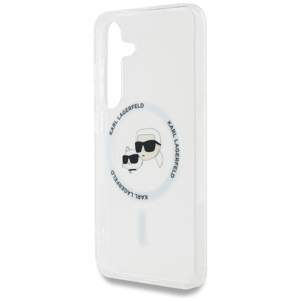 MagSafe-deksel for Samsung Galaxy S25 S931, Karl Lagerfeld, IML Metal Karl & Choupette's Heads, Hvit