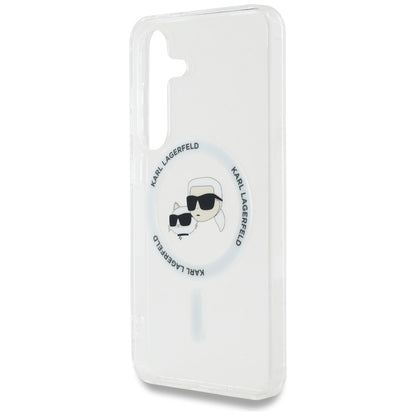 MagSafe-deksel for Samsung Galaxy S25 S931, Karl Lagerfeld, IML Metal Karl & Choupette's Heads, Hvit