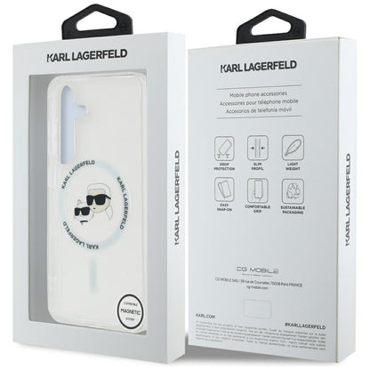 MagSafe-deksel for Samsung Galaxy S25 S931, Karl Lagerfeld, IML Metal Karl & Choupette's Heads, Hvit