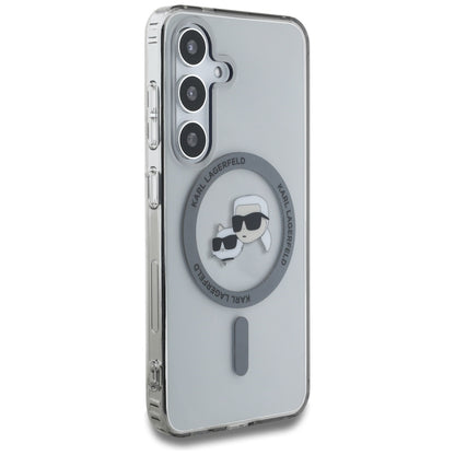 MagSafe-deksel for Samsung Galaxy S25 S931, Karl Lagerfeld, IML Metal Karl & Choupette's Heads, Svart