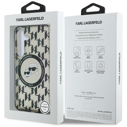 MagSafe-deksel for Samsung Galaxy S25 S931, Karl Lagerfeld, IML Monogram Karl & Choupette's Heads, Svart