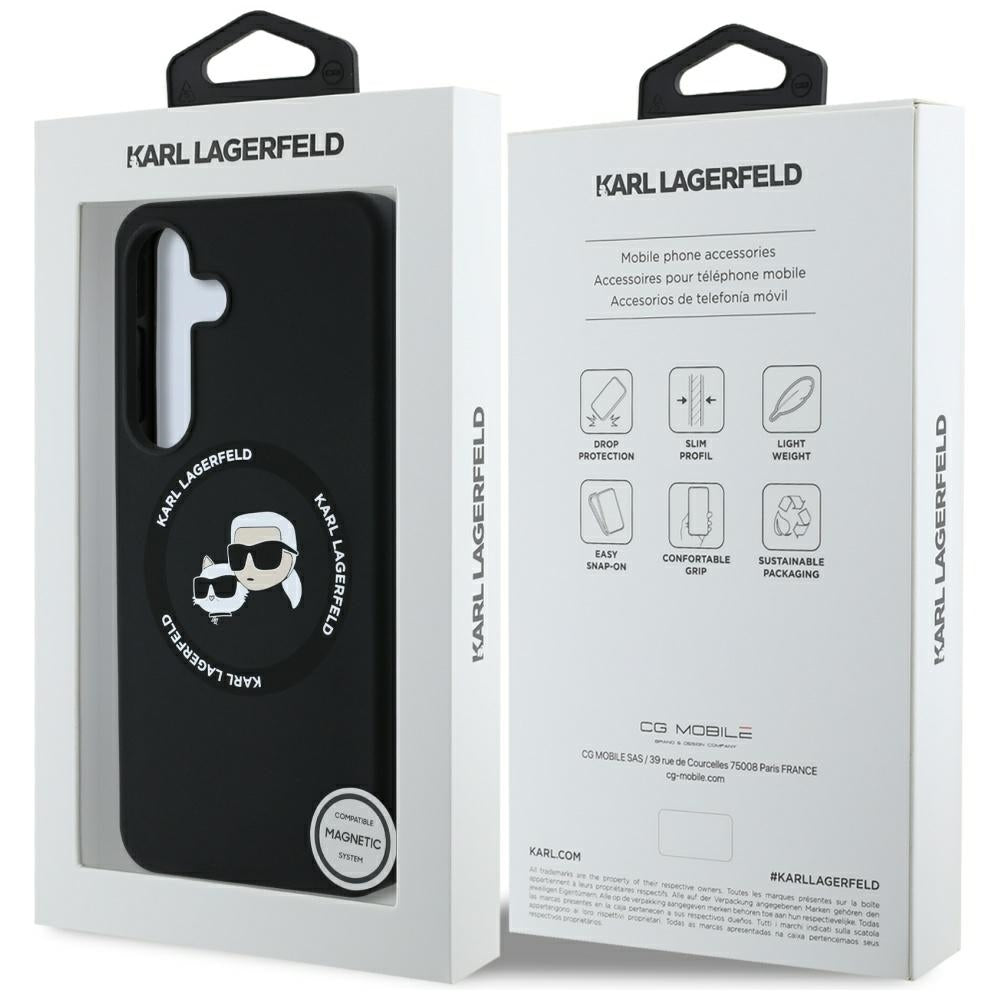 MagSafe-deksel for Samsung Galaxy S25 S931, Karl Lagerfeld, Silicone Double Heads, Svart