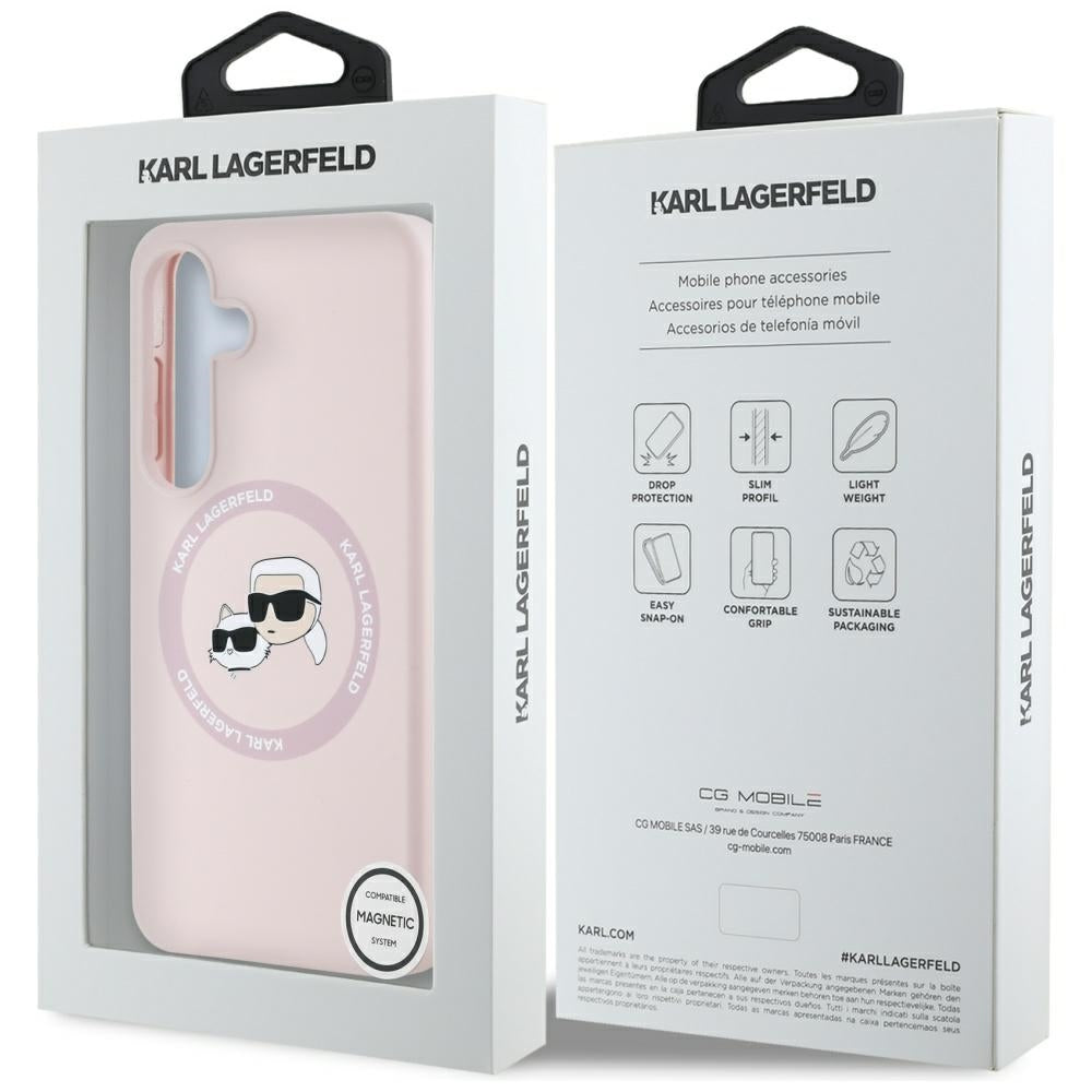 MagSafe-deksel for Samsung Galaxy S25 S931, Karl Lagerfeld, Silicone Double Heads, Rosa