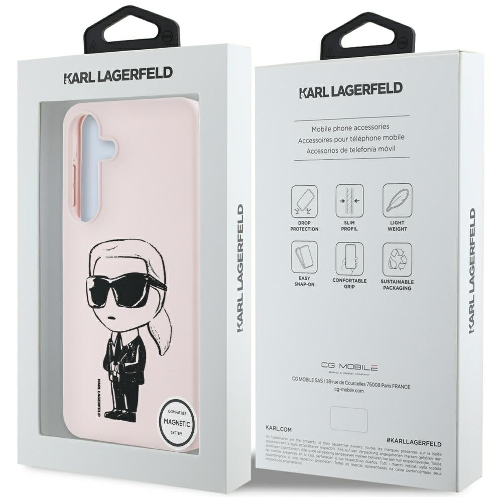 MagSafe-deksel for Samsung Galaxy S25 S931, Karl Lagerfeld, Silicone Graffiti, Rosa