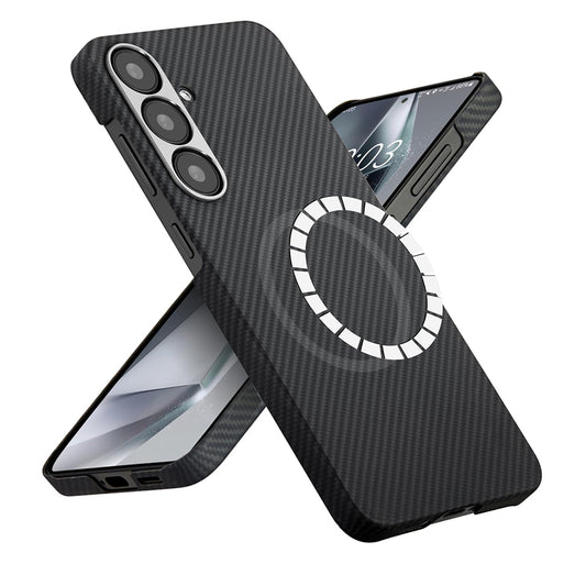 MagSafe-deksel for Samsung Galaxy S25 S931, Techsuit, Aramidfiber, Svart