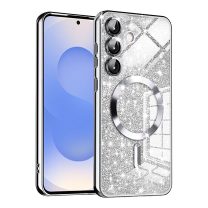 MagSafe-deksel for Samsung Galaxy S25 S931, Techsuit, Luxury Glitter, Sølv