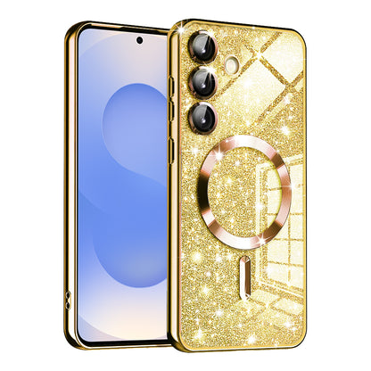 MagSafe-deksel for Samsung Galaxy S25 S931, Techsuit, Luxury Glitter, Gullfarget