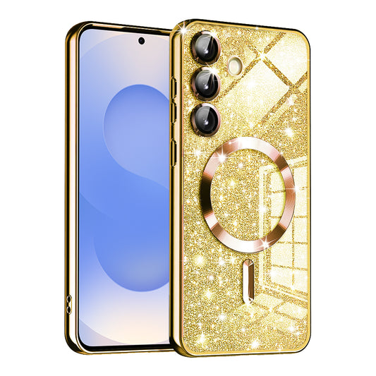 MagSafe-deksel for Samsung Galaxy S25 S931, Techsuit, Luxury Glitter, Gullfarget