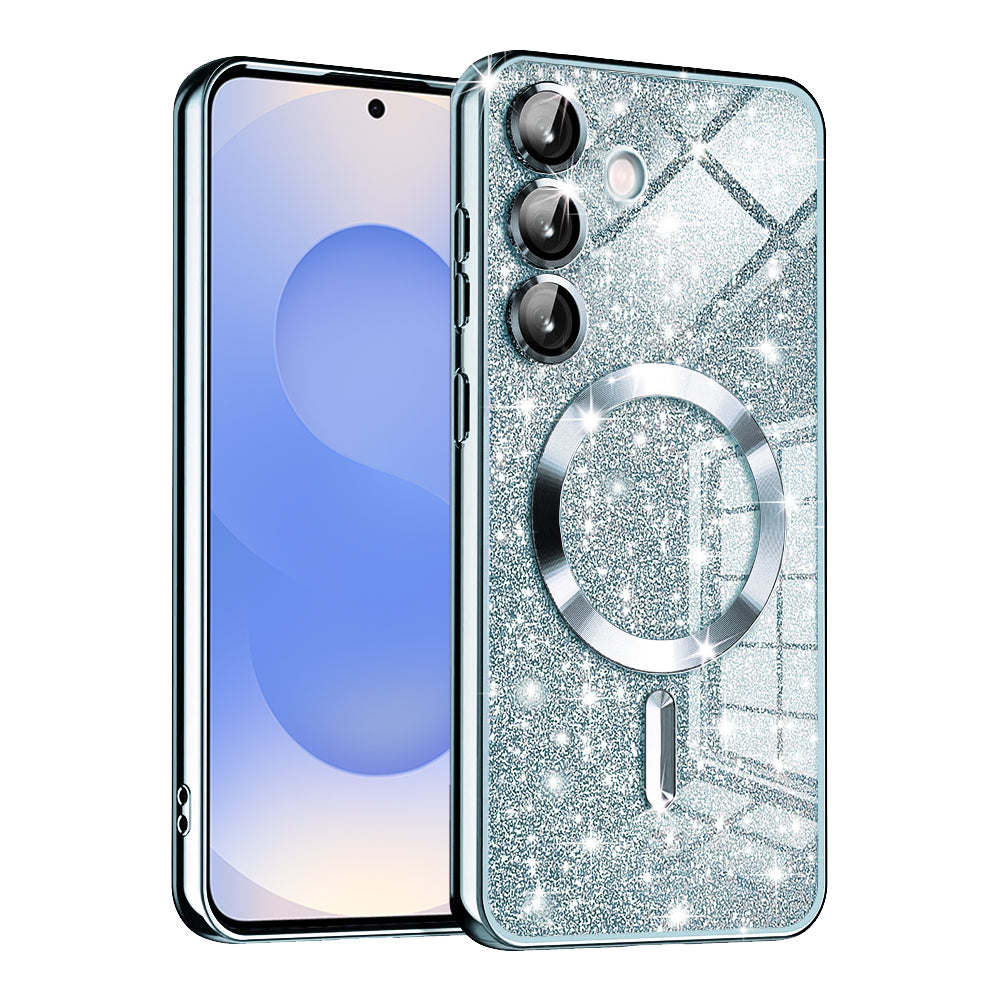 MagSafe-deksel for Samsung Galaxy S25 S931, Techsuit, Luxury Glitter, Bleu