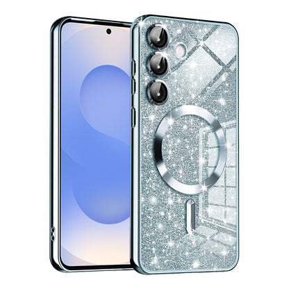 MagSafe-deksel for Samsung Galaxy S25 S931, Techsuit, Luxury Glitter, Bleu