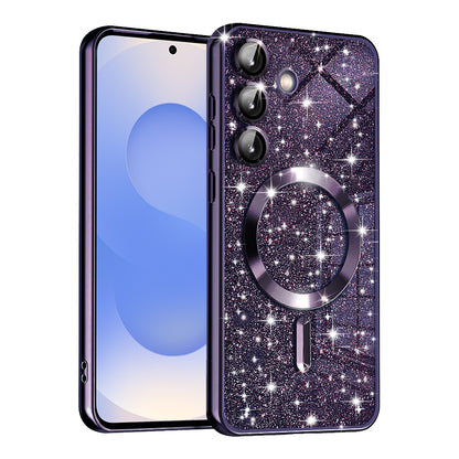 MagSafe-deksel for Samsung Galaxy S25 S931, Techsuit, Luxury Glitter, Mørk lilla