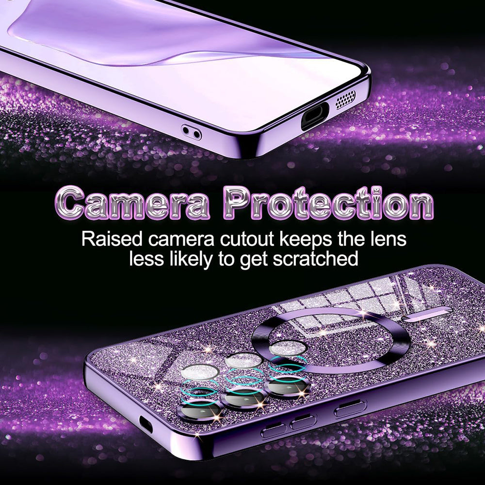 MagSafe-deksel for Samsung Galaxy S25 S931, Techsuit, Luxury Glitter, Svart