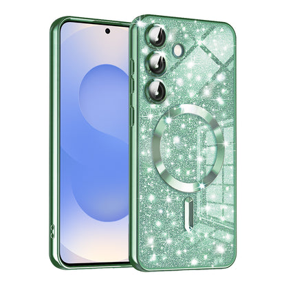 MagSafe-deksel for Samsung Galaxy S25 S931, Techsuit, Luxury Glitter, Lys grønn
